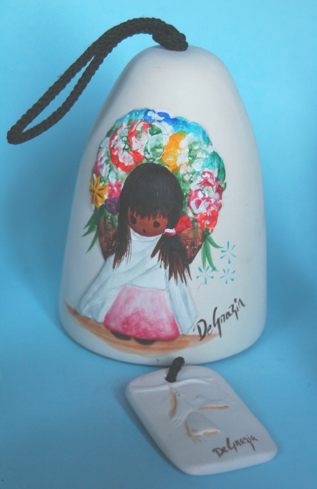 Ted DeGrazia American Artist Handpainted Flower Girl Wind Chime Bell